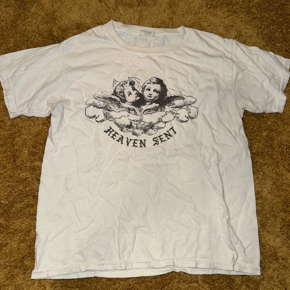 White Graphic T-Shirt with Angel Print